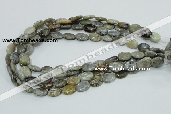 CAB81 15.5 inches 12*16mm oval silver needle agate gemstone beads