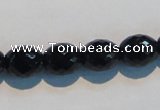 CAB817 15.5 inches 10*12mm faceted rice black agate gemstone beads