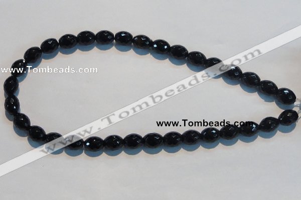 CAB817 15.5 inches 10*12mm faceted rice black agate gemstone beads