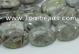 CAB82 15.5 inches 13*18mm oval silver needle agate gemstone beads