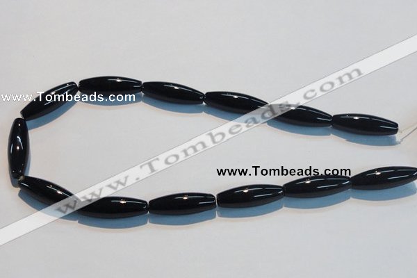 CAB821 15.5 inches 10*30mm rice black agate gemstone beads wholesale