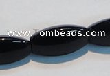 CAB822 15.5 inches 12*24mm rice black agate gemstone beads wholesale