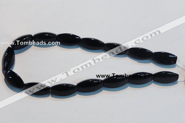 CAB822 15.5 inches 12*24mm rice black agate gemstone beads wholesale