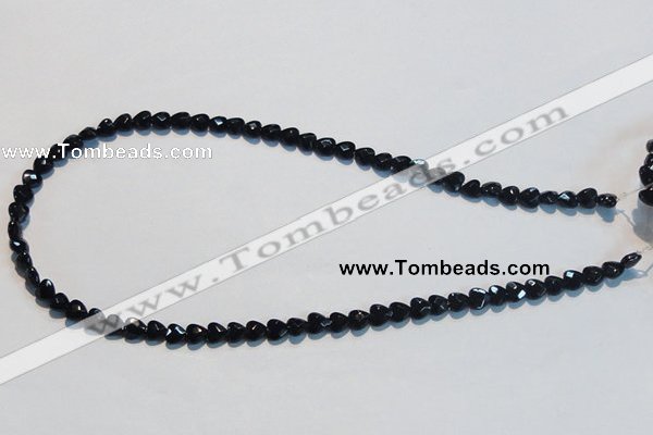 CAB824 15.5 inches 6*6mm faceted heart black agate gemstone beads