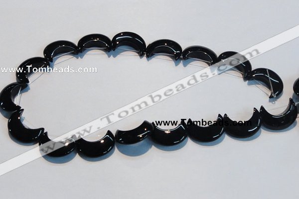 CAB826 15.5 inches 10*20mm moon black agate gemstone beads wholesale