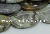 CAB83 15.5 inches 22*30mm oval silver needle agate gemstone beads