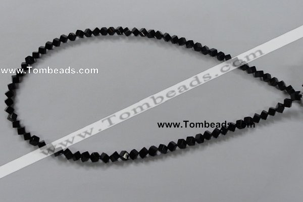 CAB830 15.5 inches 4*4mm cube black agate gemstone beads wholesale