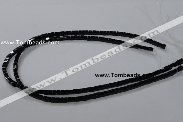 CAB833 15.5 inches 4*4mm cube black agate gemstone beads wholesale