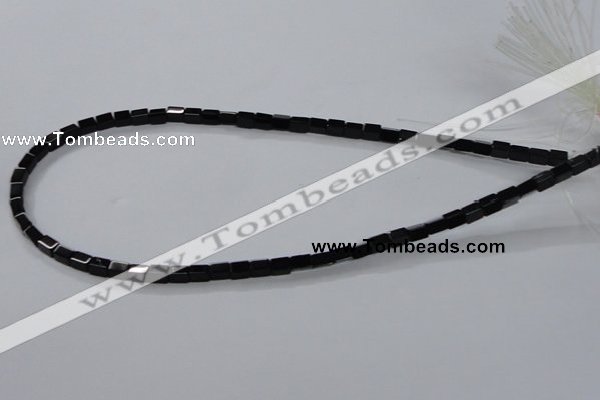 CAB838 15.5 inches 4*6mm cuboid black agate gemstone beads wholesale