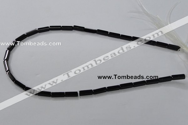 CAB839 15.5 inches 4*12mm cuboid black agate gemstone beads wholesale
