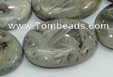 CAB84 15.5 inches 25*35mm oval silver needle agate gemstone beads