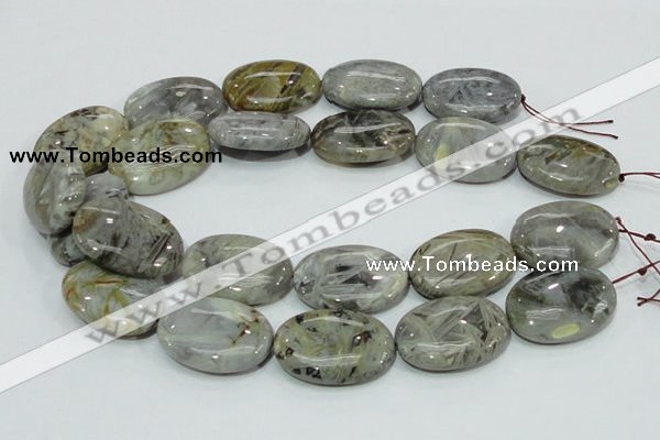 CAB84 15.5 inches 25*35mm oval silver needle agate gemstone beads