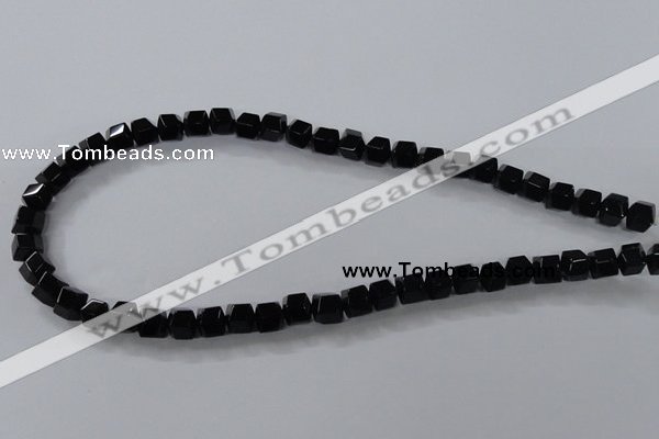 CAB841 15.5 inches 8*8mm faceted cube black agate gemstone beads wholesale