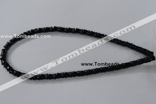 CAB842 15.5 inches 8*10mm bamboo shape black agate gemstone beads