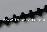 CAB845 15.5 inches 8*8mm cross black agate gemstone beads wholesale