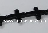 CAB847 15.5 inches 15*20mm cross black agate gemstone beads wholesale