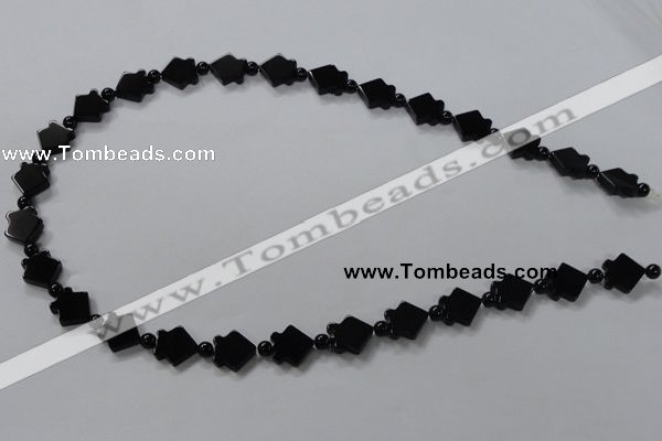 CAB849 15.5 inches 10*10mm fish black agate gemstone beads wholesale