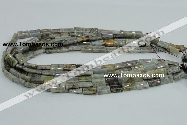 CAB85 15.5 inches 10*15mm rectangle silver needle agate gemstone beads