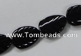 CAB852 15.5 inches 13*18mm leaf black agate gemstone beads wholesale