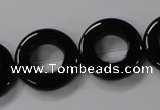 CAB855 15.5 inches 20mm donut black agate gemstone beads wholesale