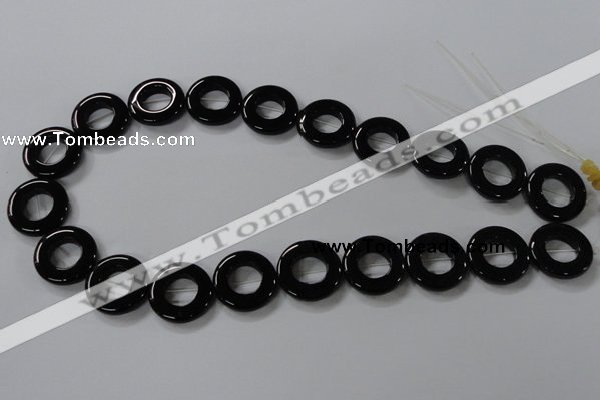 CAB855 15.5 inches 20mm donut black agate gemstone beads wholesale