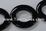 CAB857 15.5 inches 30mm donut black agate gemstone beads wholesale