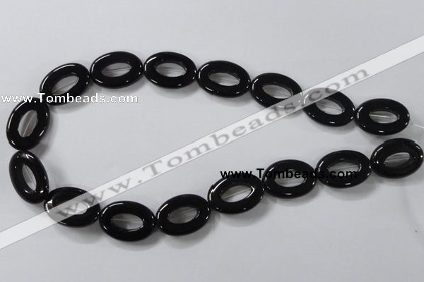 CAB859 15.5 inches 18*24mm oval black agate gemstone beads wholesale