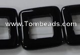 CAB863 15.5 inches 28*28mm square black agate gemstone beads wholesale