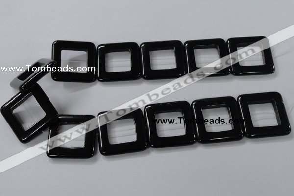 CAB864 15.5 inches 35*35mm square black agate gemstone beads wholesale