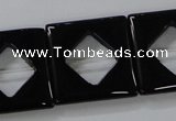 CAB865 15.5 inches 25*25mm square black agate gemstone beads wholesale