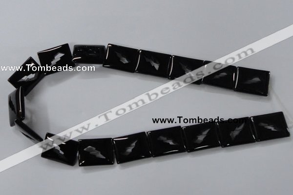 CAB866 15.5 inches 18*22mm rectangle black agate gemstone beads wholesale