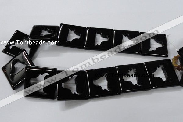 CAB868 15.5 inches 35*35mm square black agate gemstone beads wholesale