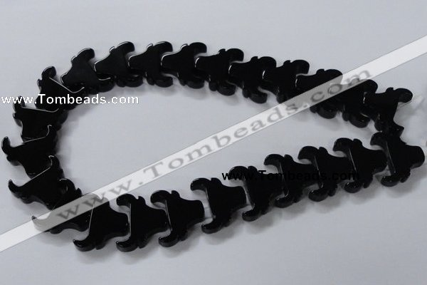 CAB869 15.5 inches 23*25mm ox-head black agate gemstone beads wholesale