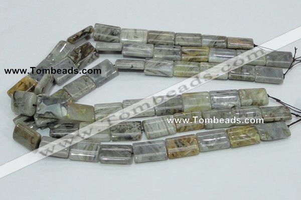 CAB87 15.5 inches 15*20mm rectangle silver needle agate gemstone beads