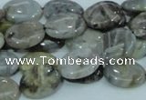 CAB90 15.5 inches 12*16mm oval silver needle agate gemstone beads