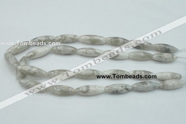 CAB907 15.5 inches 10*30mm rice natural crazy agate beads wholesale