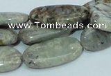 CAB91 15.5 inches 15*30mm oval silver needle agate gemstone beads