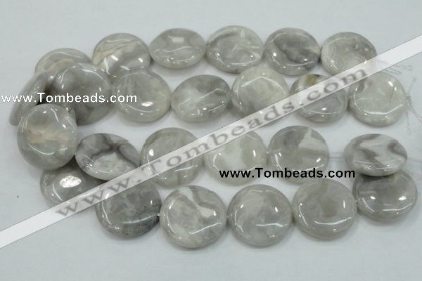 CAB918 15.5 inches 30mm flat round natural crazy agate beads wholesale