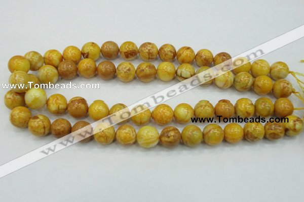 CAB936 15.5 inches 14mm round yellow crazy lace agate beads wholesale