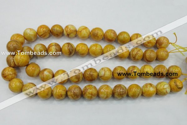 CAB937 15.5 inches 16mm round yellow crazy lace agate beads wholesale