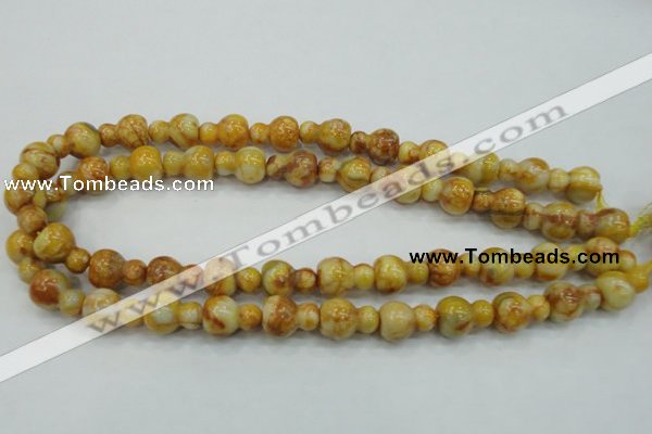 CAB938 15.5 inches 13*18mm calabash yellow crazy lace agate beads