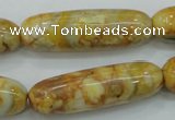 CAB939 15.5 inches 13*40mm rice yellow crazy lace agate beads wholesale