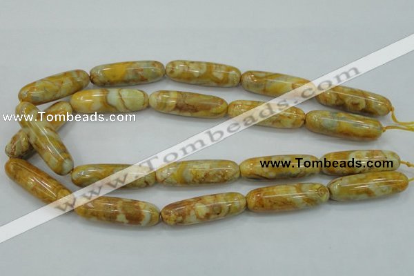 CAB939 15.5 inches 13*40mm rice yellow crazy lace agate beads wholesale