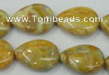 CAB941 15.5 inches 18*25mm flat teardrop yellow crazy lace agate beads