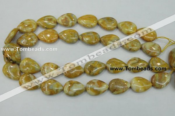CAB941 15.5 inches 18*25mm flat teardrop yellow crazy lace agate beads