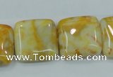 CAB947 15.5 inches 20*20mm square yellow crazy lace agate beads