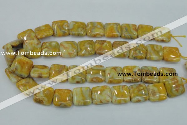 CAB947 15.5 inches 20*20mm square yellow crazy lace agate beads