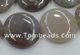 CAB956 15.5 inches 25mm flat round ocean agate gemstone beads