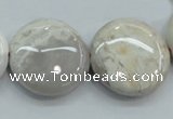 CAB964 15.5 inches 25mm flat round ocean agate gemstone beads