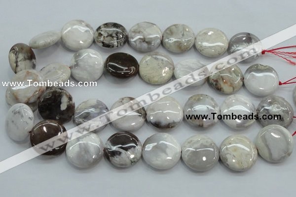 CAB964 15.5 inches 25mm flat round ocean agate gemstone beads